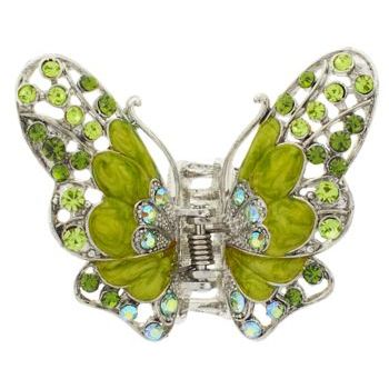 Karen Marie - Art Deco Enamel & Crystal Butterfly Claw - Mint Green (1)