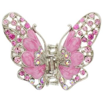 Karen Marie - Art Deco Enamel & Crystal Butterfly Claw - Rose (1)
