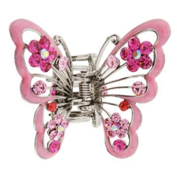 Karen Marie - Enamel & Crystal Flower Butterfly - Rose (1)