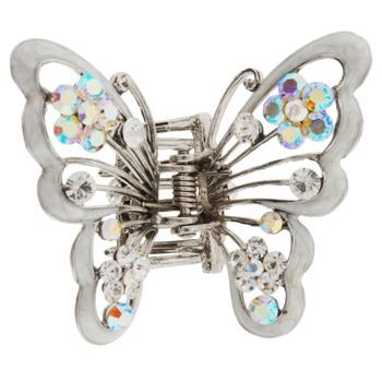 Karen Marie - Enamel & Crystal Flower Butterfly - White (1)