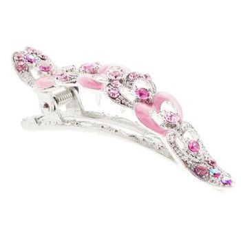 Karen Marie - Layered Enamel & Crystal Heart Jaw (1) - Pink