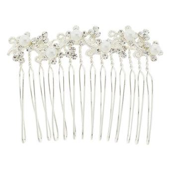 Karen Marie - Bridal Collection - Crystal & Pearl Daisy Vine Comb - White Diamond (1)