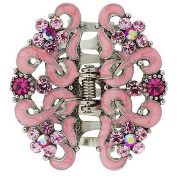 Karen Marie - Large Filigree Enamel & Crystal Claw - Pink (1)