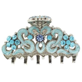 Karen Marie - Enamel & Crystal Jaw - Light & Dark Aqua (1)