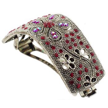 Karen Marie - Curved Pony Vintage Inspired Barrette - Ruby Red (1)