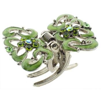 Karen Marie - Garden Enamel & Crystal Jaw - Forest Green (1)