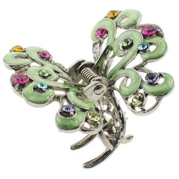 Karen Marie - Filigree Enamel & Crystal Jaw - Sea Green w/Multi-Hued Crystal Accents (1)