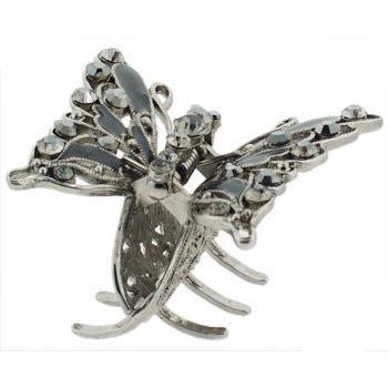 Karen Marie - Small Butterfly Jaw - Enamel & Crystal Encrusted - Smokey Black (1)