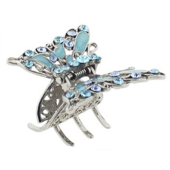 Karen Marie - Small Butterfly Jaw - Enamel & Crystal Encrusted - Aqua & Sapphire Blue (1)