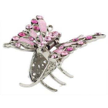 Karen Marie - Small Butterfly Jaw - Enamel & Crystal Encrusted - Rose (1)