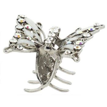 Karen Marie - Small Butterfly Jaw - Enamel & Crystal Encrusted - Creamy White Hues (1)