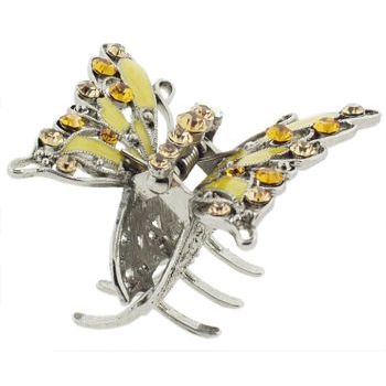 Karen Marie - Small Butterfly Jaw - Enamel & Crystal Encrusted - Buttercup Yellow (1)