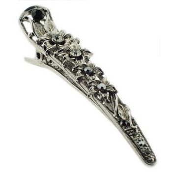 Karen Marie - Crystal Flower Claw - Black Diamond Hued Crystal (1)