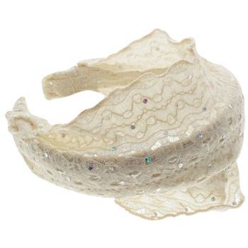 Dana Tag - Lace & Sparkle Scarf Headband - Ivory