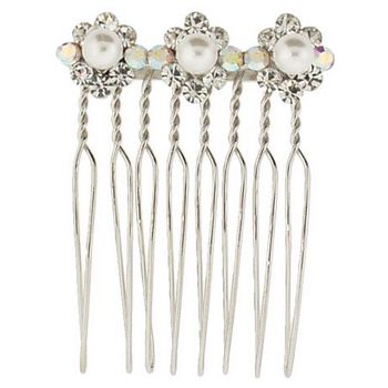 Karen Marie - Bridal Collection - Comb - Crystal Flowers w/Pearls