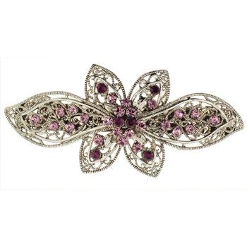 Karen Marie - Ornate Filigree Barrette - Amethyst