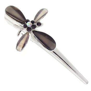 Karen Marie - Enamel Glass Butterfly Jaw Clip - Smoke (1)