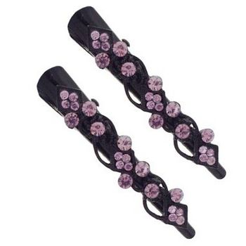 Karen Marie - Mini Crystal Art Deco Condor Clip - Amethyst/Black (set of 2)