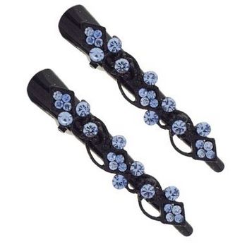 Karen Marie - Mini Crystal Art Deco Condor Clip - Blue/Black (set of 2)