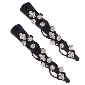 Karen Marie - Mini Crystal Art Deco Condor Clip - White/Black (set of 2)