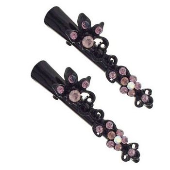 Karen Marie - Mini Crystal Ivy Condor Clip - Amethyst/Black (set of 2)