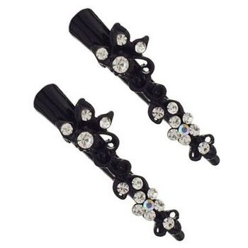 Karen Marie - Mini Crystal Ivy Condor Clip - White/Black (set of 2)