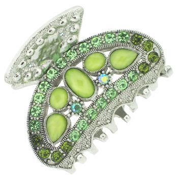 Karen Marie - Etched Glass & Crystal Jaw - Peridot (1)