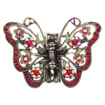 Karen Marie - Enamel Garden Butterfly Claw - Ruby (1)