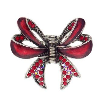 Karen Marie - Enamel Fancy Bow Claw - Red (1)