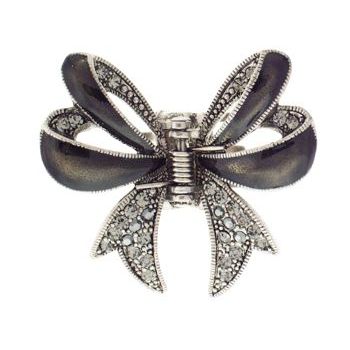 Karen Marie - Enamel Fancy Bow Claw - Smoke (1)