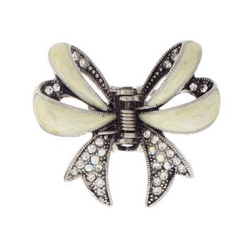 Karen Marie - Enamel Fancy Bow Claw - White (1)