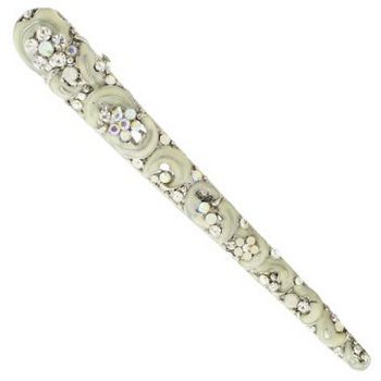 Karen Marie - Crescent Shimmering Enamel Flower Jaw - White (1)
