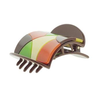 Karen Marie - Small Flat Claw - Stain Glass - Brown (1)