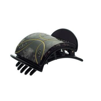 Karen Marie - Small Oriental Flat Claw - Gold Loops w/Smoke Flowers(1)