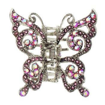 Karen Marie - Crystal Curliecue Butterfly Claw - Rose (1)
