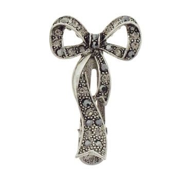 Karen Marie - Petite Crystal Bow Salon Clip - Smoke (1)