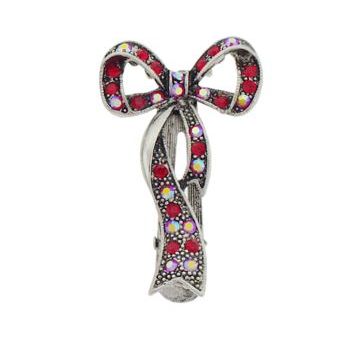Karen Marie - Petite Crystal Bow Salon Clip - Ruby (1)