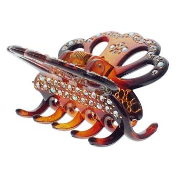 Karen Marie - Small Crystal Encrusted Shell Claw - Tort (1)