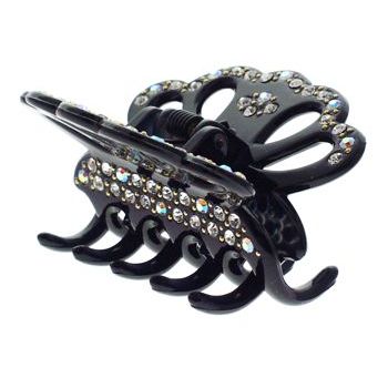 Karen Marie - Small Crystal Encrusted Shell Claw - Black (1)