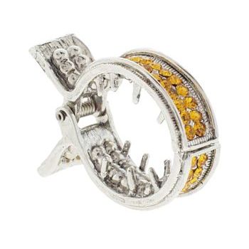 Karen Marie - Crystal Encrusted Small Goldfish Claw - Topaz (1)