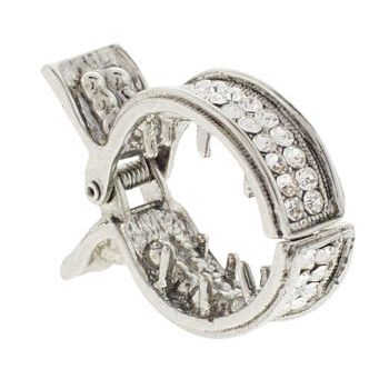 Karen Marie - Crystal Encrusted Small Goldfish Claw - White (1)