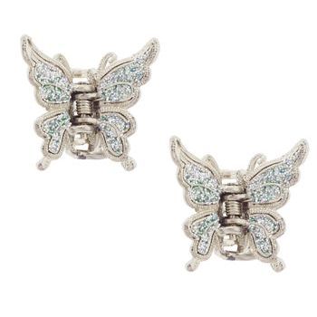 Karen Marie - Small Butterfly Glitter Claw - Iridescent Green (Set of 2)