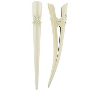 Karen Marie - Criss Cross Rhinestone Banana Clip - Champagne (Set of 2)