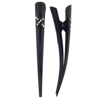 Karen Marie - Criss Cross Rhinestone Banana Clip - Black (Set of 2)