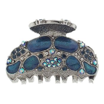 Karen Marie - Pebble Enamel & Crystal Jaw - Teal (1)