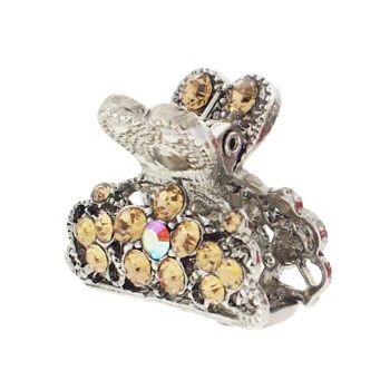 Karen Marie - Mini Crystal Flower Jaw Clip - Amber