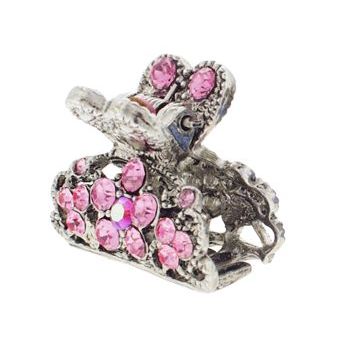 Karen Marie - Mini Crystal Flower Jaw Clip - Pink (1)