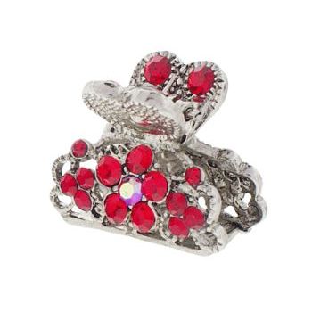 Karen Marie - Mini Crystal Flower Jaw Clip - Red (1)