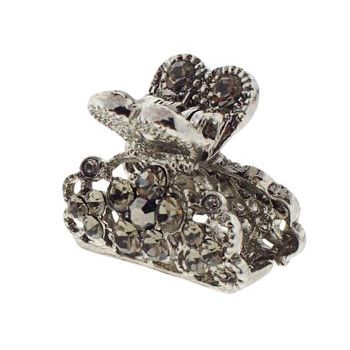 Karen Marie - Mini Crystal Flower Jaw Clip - Smoke (1)