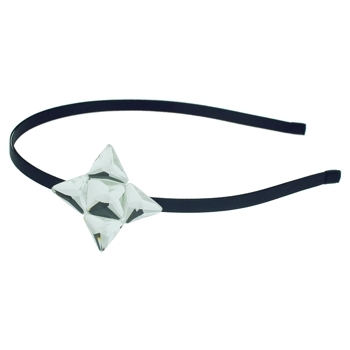 Juko - Skinny Satin Headband w/Crystal Diamond Star - Clear (1)